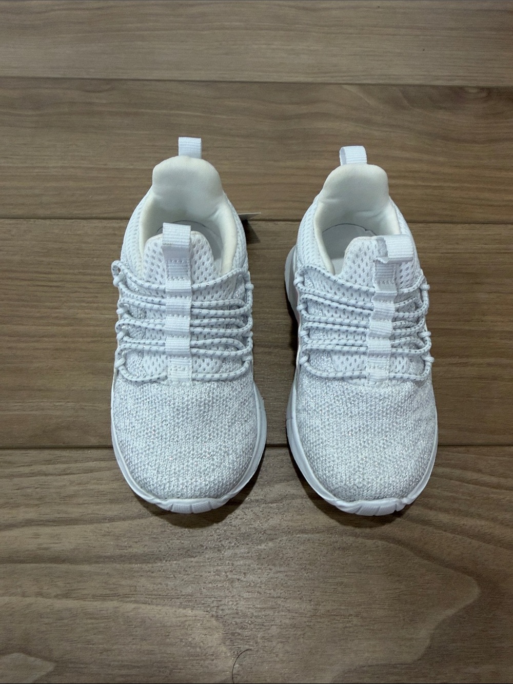 Kids White Knit Athletic Sneakers - Comfortable Everyday Shoes